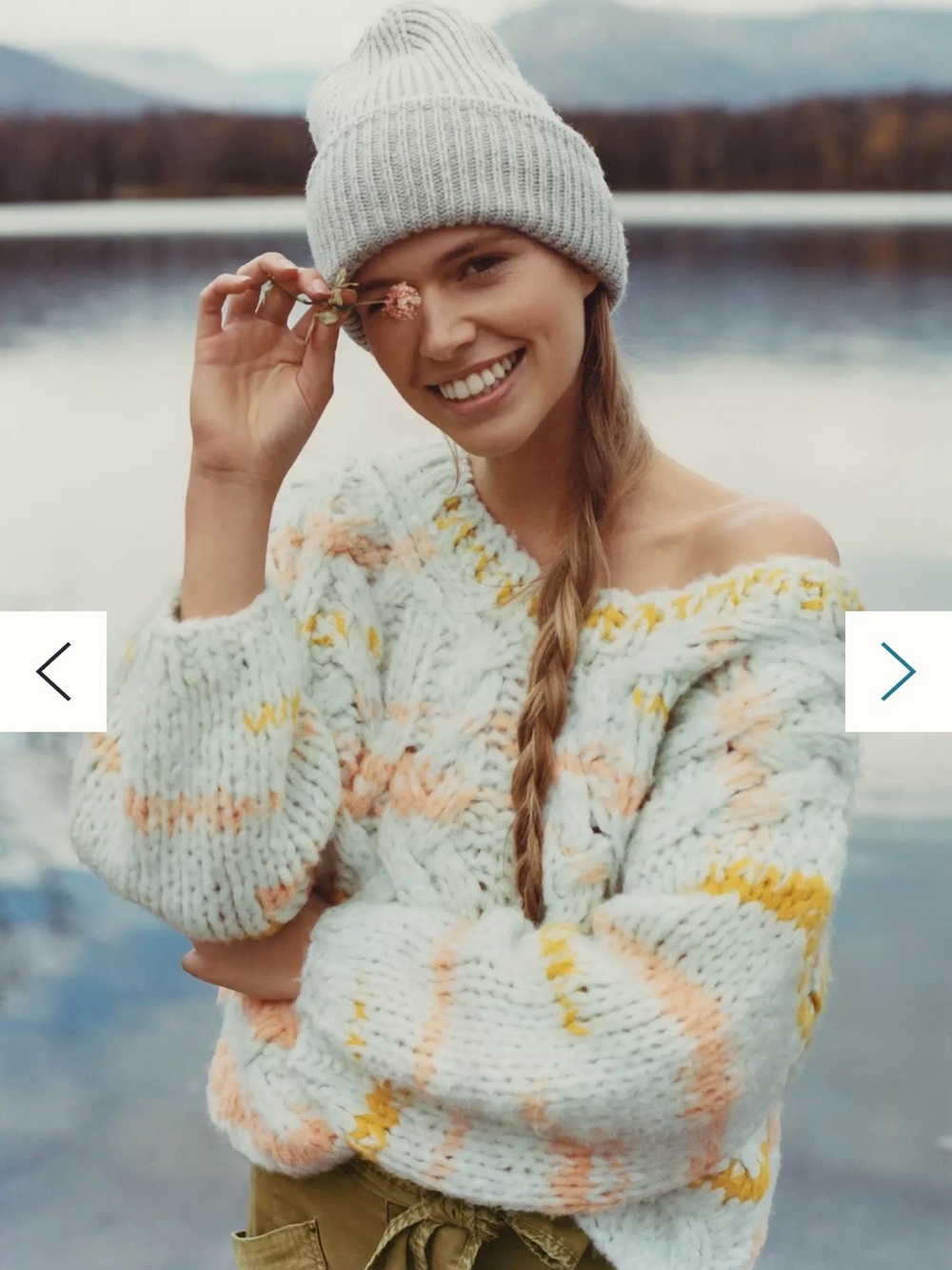Anthropologie Jo-Jo Cozy Chunky Knit Sweater in Light Mint with Pastel Accents S